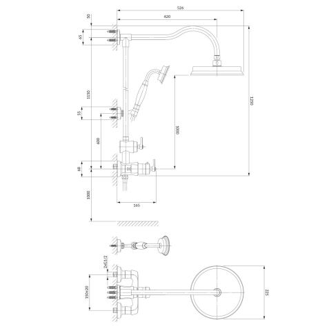 Omnires Armance set de duș perete cu termostat da || AM5244-6BSB [1]