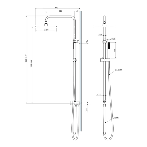 Omnires Micro set de duș perete da crom SYSMICROLCR [1]