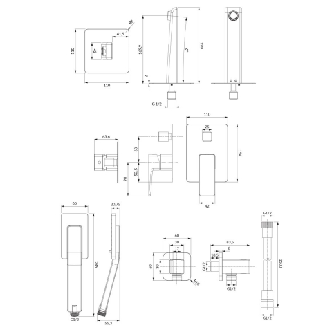 Omnires Parma set de duș ascuns grafit SYSPMW01GR [1]