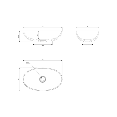 Omnires Shell M+ lavoar 60x35 cm ovale de blat maro/bej SHELLUNDB [1]