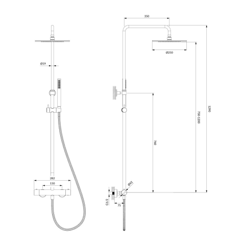 Omnires Y set de duș perete cu termostat da alb Y1244SUWM [1]