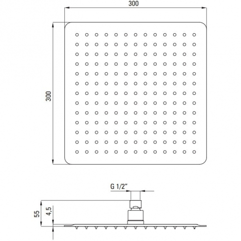 Palarie de dus Deante Floks negru 30x30cm [1]