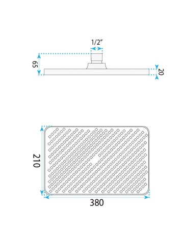 Palarie de dus dreptunghiulara Rea JS-032 auriu periat 380x210 mm ABS [10]