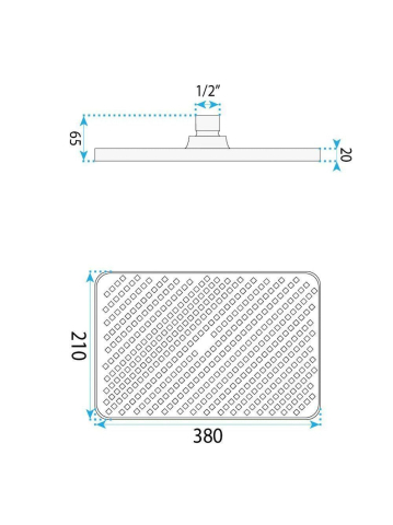 Palarie de dus dreptunghiulara REA JS-032 nickel periat 380x210mm ABS [9]