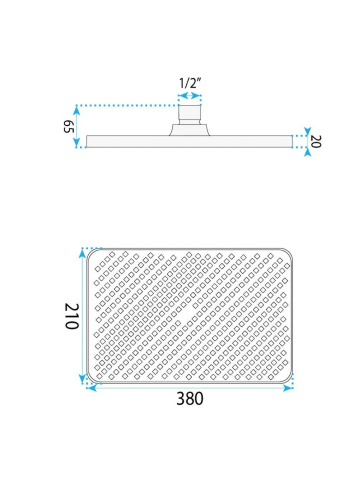 Palarie dus dreptunghiulara REA JS-032 cupru periat 380x210mm efect ploaie [8]