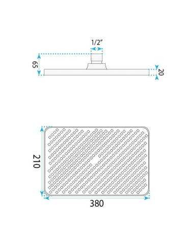 Palarie de dus dreptunghiulara REA JS-032 negru 380x210mm ABS [9]