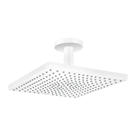 Brate si palarii dus - Pălărie de duș fix, Hansgrohe, Raindance E 300, cu 1 jet, cu braț din tavan, alb mat