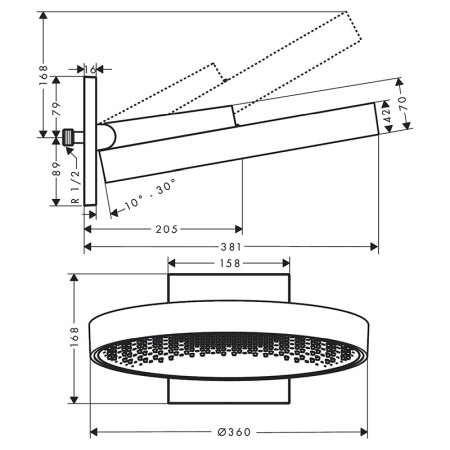 Palarie de dus, Hansgrohe, Rainfinity, 36 cm, negru mat [1]