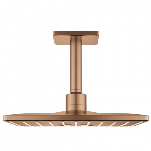 Brate si palarii dus - Palarie dus fix Grohe Rainshower 310 SmartActive, 31x31 cm cu brat, montaj pe tavan, cupru mat (brushed warm sunset)
