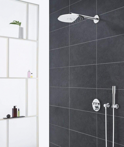 Palarie dus fix Grohe Rainshower 310 SmartActive, Ø31 cm cu brat, montaj pe perete, crom [6]