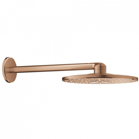 Brate si palarii dus - Palarie dus fix Grohe Rainshower 310 SmartActive, Ø31 cm cu brat, montaj pe perete, cupru mat (brushed warm sunset)