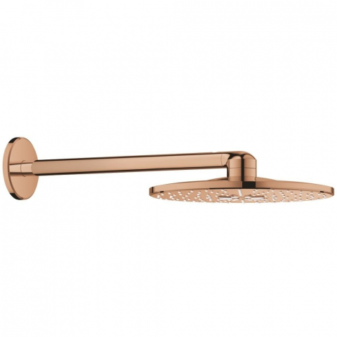 Brate si palarii dus - Palarie dus fix Grohe Rainshower 310 SmartActive, Ø31 cm cu brat, montaj pe perete, cupru (warm sunset)