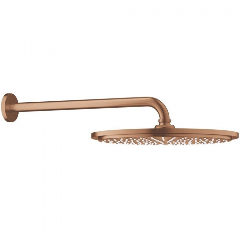 Brate si palarii dus - Palarie dus fix Grohe Rainshower Cosmopolitan 310, Ø31 cm cu brat, montaj pe perete, cupru mat