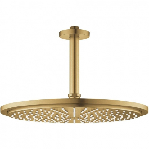 Brate si palarii dus - Palarie dus fix Grohe Rainshower Cosmopolitan 310, Ø31 cm cu brat, montaj pe tavan, auriu mat