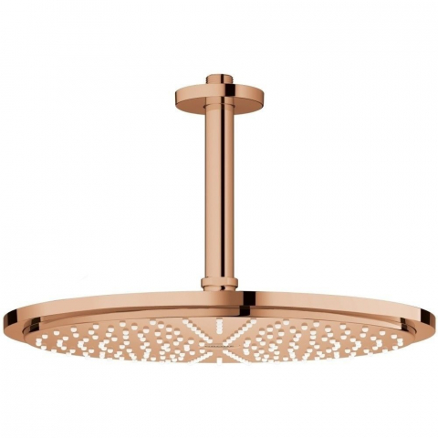 Brate si palarii dus - Palarie dus fix Grohe Rainshower Cosmopolitan 310, Ø31 cm cu brat, montaj pe tavan, cupru (warm sunset)