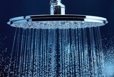 Palarie dus fix Grohe Rainshower Cosmopolitan, Ø31 cm cu brat, limitator, montaj pe tavan, crom [1]