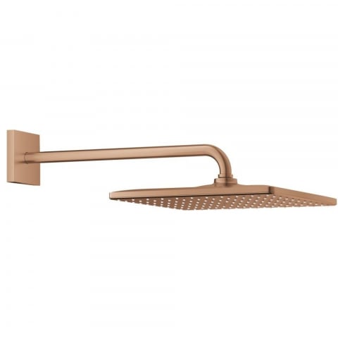Brate si palarii dus - Palarie dus fix Grohe Rainshower Mono 310, 31x31 cm cu brat, montaj pe perete, cupru mat (brushed warm sunset)