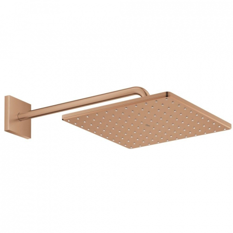 Palarie dus fix Grohe Rainshower Mono 310, 31x31 cm cu brat, montaj pe perete, cupru mat (brushed warm sunset) [1]