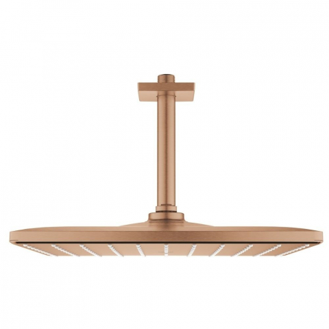 Brate si palarii dus - Palarie dus fix Grohe Rainshower Mono 310, 31x31 cm cu brat, montaj pe tavan, cupru mat (brushed warm sunset)