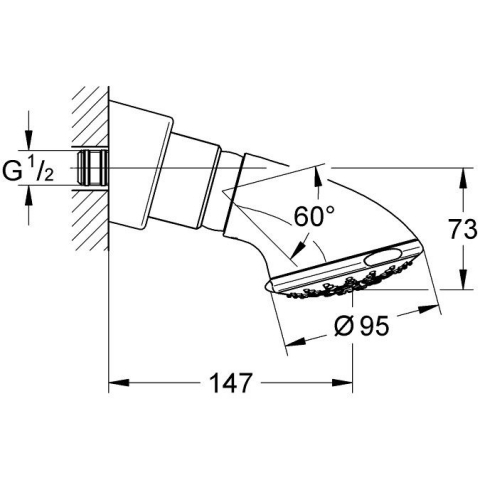 Palarie dus fix Grohe Relexa 100 Five, cu 5 jeturi [1]
