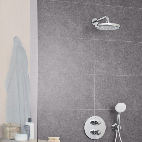 Palarie dus fix Grohe Tempesta 210, Ø21 cm cu brat, montaj pe perete [1]