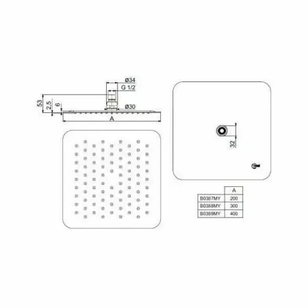 Palarie dus Ideal Standard IdealRain Luxe M1 patrata 300x300 mm [1]