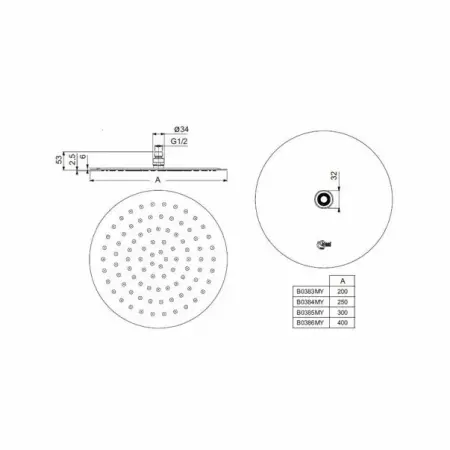 Palarie dus Ideal Standard IdealRain Luxe M1 rotunda 300 mm [1]