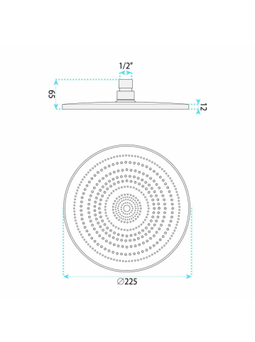 Cap de dus rotund Rea JS-021 auriu periat 225mm ABS [7]
