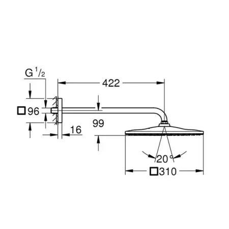 Palarie si brat de dus Grohe Rainshower Mono Cube 310 antracit periat Hard Graphite 1 functie [3]