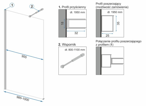 Panou de dus Rea Aero N 100 Transparent [7]