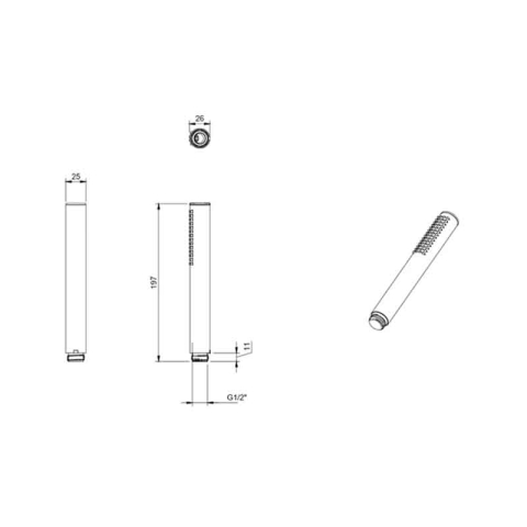 Pară de dus Villeroy&Boch, Verve, tip baton, 1 jet, brushed gold [4]