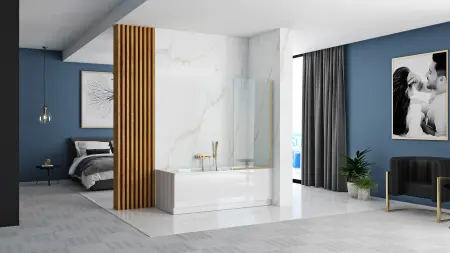 Paravan de baie Elegant Auriu Periat 80cm, Rea [3]