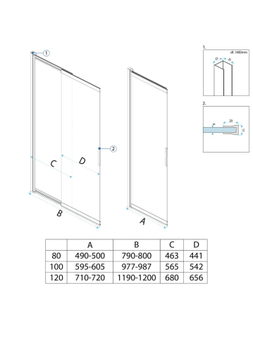 Paravan cada culisant Rea Dario negru 1200x1400 mm sticla securizata 6 mm [11]