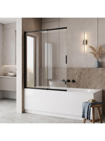 Paravan cada culisant REA Dario negru 120x140 cm profil aluminiu sticla securizata 6 mm [1]