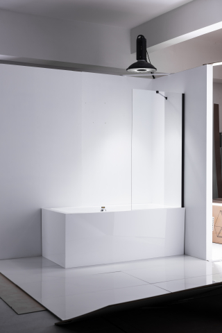 Paravan de dus - Paravan de cada fix negru mat 80x140 cm