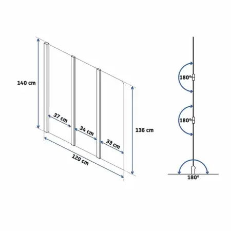 Paravan de cada pliabil Rea Agat-3 crom 120x140 cm mobil [1]