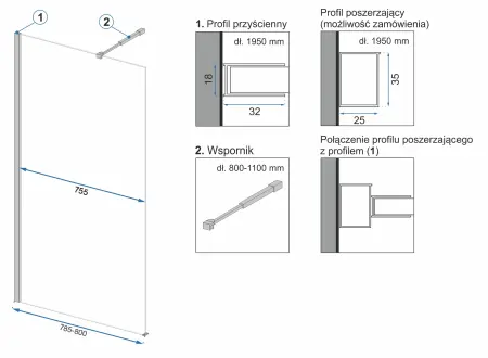 Paravan de dus Aero Transparent N 70cm, Rea [7]