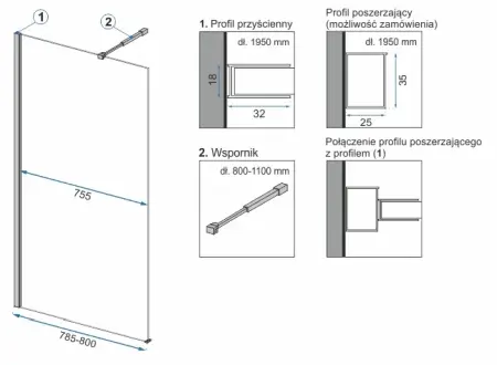Paravan de dus Aero Transparent N 80cm, Rea [7]
