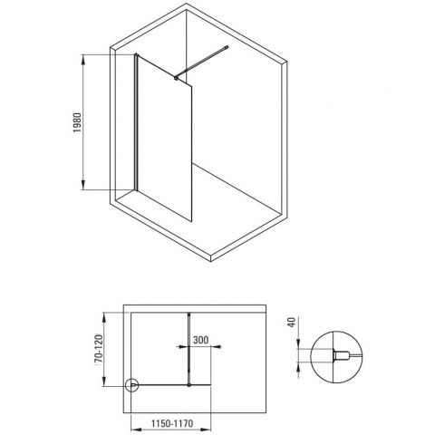 Paravan de dus Deante Kerria Plus negru mat 120x200 cm [2]