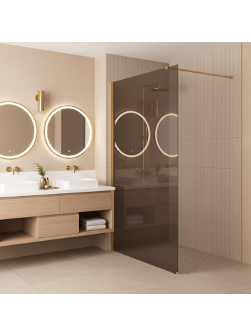 Paravan de dus fumuriu Rea Flexi Brown 100 cm auriu [2]