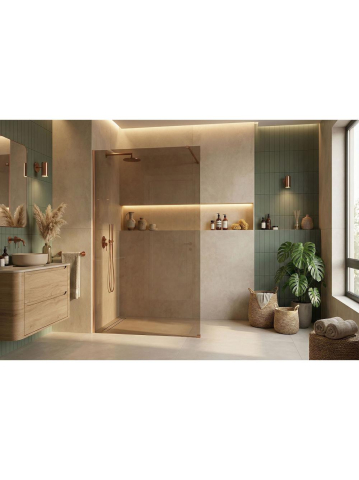 Paravan de dus fumuriu Rea Flexi Brown 100 cm cupru periat [6]