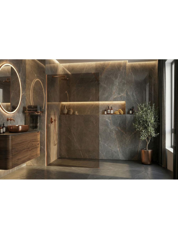 Paravan de dus fumuriu Rea Flexi Brown 100 cm cupru periat [5]