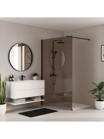 Paravan de dus fumuriu Rea Flexi Brown 110 cm negru [1]