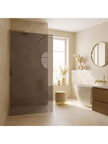 Paravan de dus fumuriu Rea Flexi Brown 130 cm auriu periat [5]