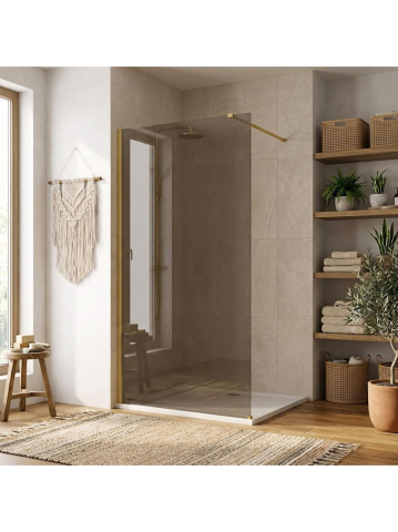 Paravan de dus fumuriu Rea Flexi Brown 130 cm auriu periat [6]