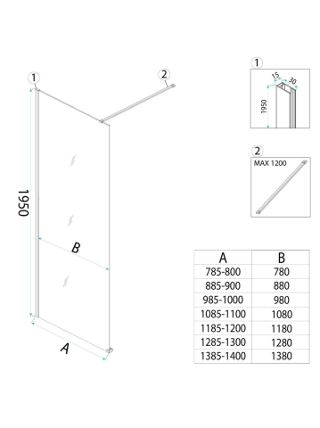 Paravan de dus fumuriu Rea Flexi Brown 130 cm Titan [6]