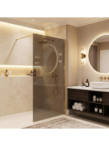 Paravan de dus fumuriu Rea Flexi Brown 140 cm auriu [5]