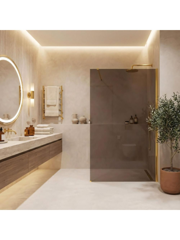 Paravan de dus fumuriu Rea Flexi Brown 140 cm auriu [1]