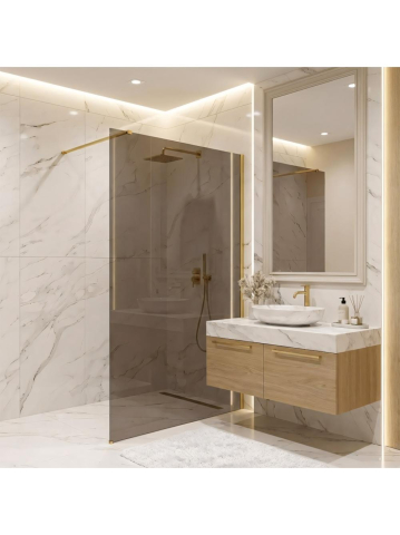 Paravan de dus fumuriu Rea Flexi Brown 140 cm auriu periat [9]