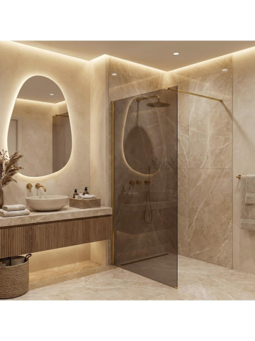 Paravan de dus fumuriu Rea Flexi Brown 140 cm auriu periat [4]